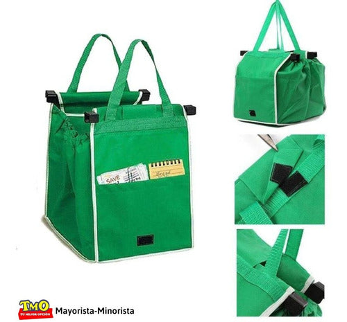 3 Bolsas Tnt Plegable Con Clip Para Carrito De Supermercado 1