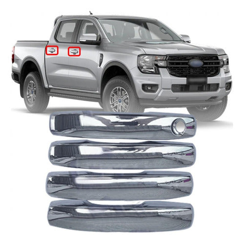 Kit 4 Cubre Manijas Cromada Para Ford Ranger Xls Y Xl 0