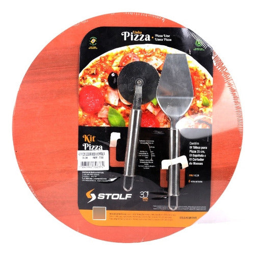 Stolf Kit Pizzero Tabla Para Pizza 35cm Con Cortador Y Espátula 0