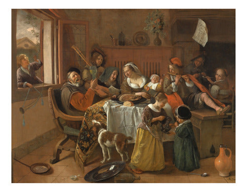 Jan Havicksz Steen - La Familia Feliz - Lámina 45x30 Cm. 0