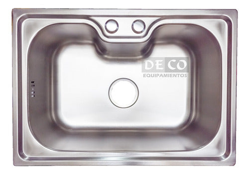 Pileta Inox Grande Simple Sobreponer Cocina + Valvulas Deco. 0