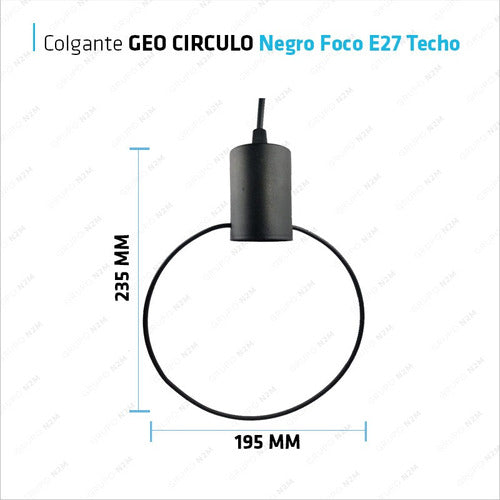 Pendant LED Lamp Black Geo Circle E27 + Dimmable Filament Globe G80 3
