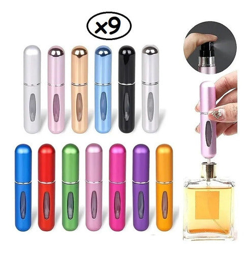 9 Mini Perfumero Portátil Recargable 5ml Atomizador Colores 0