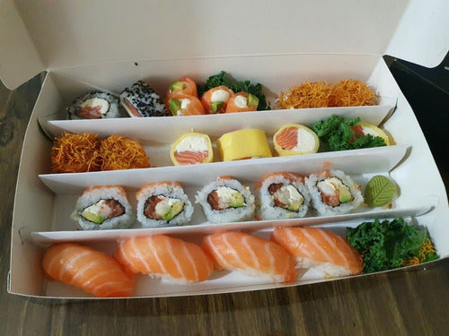 Caja Sushi Cerezo Grande Con Divisiones 24-30 Piezas, 25 U 1