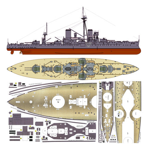 MODELO PARA DESCARGAR E IMPRIMIR Barco Hms Dreadnought 1:200 / Papercraft (envio X Email) 0