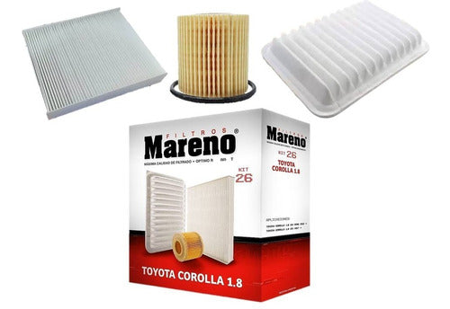 Kit De 3 Filtros Mareno Toyota Corolla 1.8 16v - Maranello 1