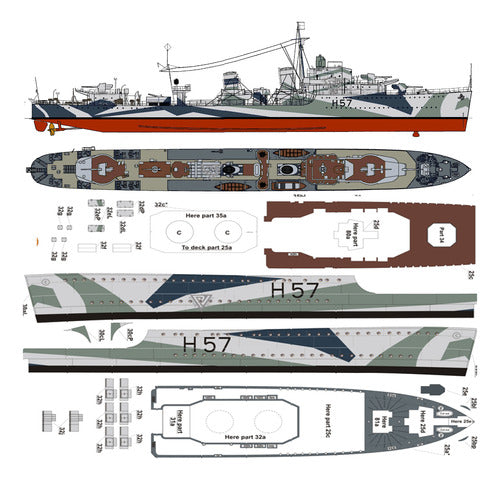 MODELO PARA DESCARGAR E IMPRIMIR Barco Hms Hesperus 1:200 Papercraft (envio X Email) 0