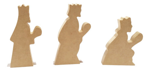 Puntitos Carpintería Pack X 3 Reyes Magos Figuras MDF Navidad 10x10cm 18mm 0