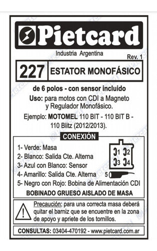 Pietcard Estator Motomel 110 Bit 1