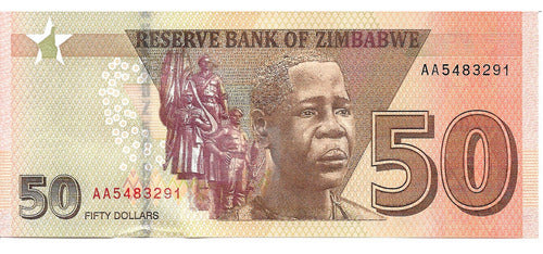 Zimbabwe Billete De 50 Dólares Año 2020 Pick 105 -  Sin Circ 1