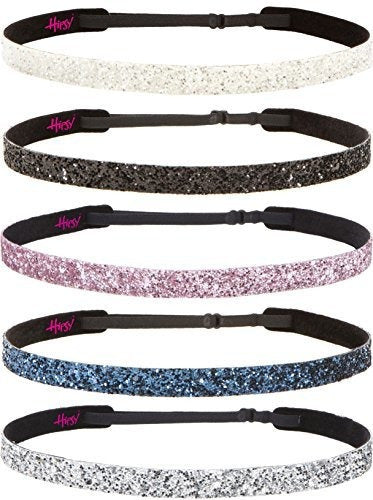 Hipsy 5pk Mujer Ajustable No Slip Skinny Bling Glitter Diade 1