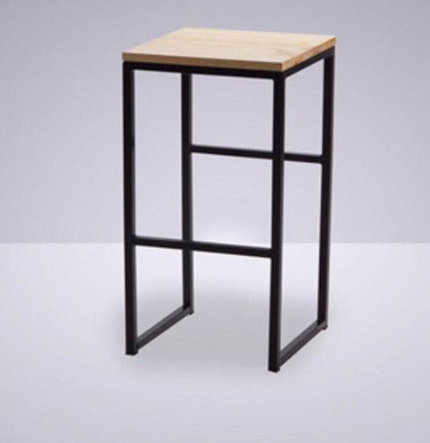 Industrial Style Wood and Iron Breakfast Bar Stool 0