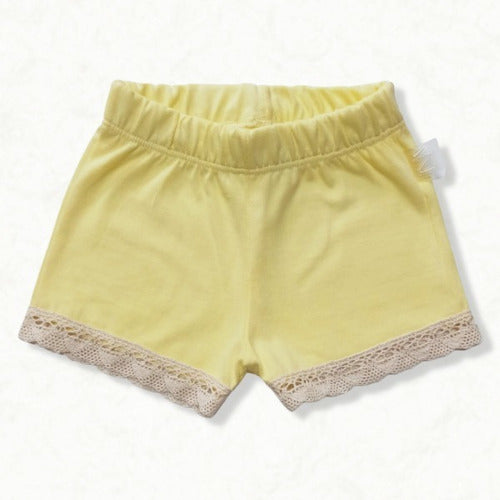 Yellow Baby Shorts with Lace 3-6 Months 0