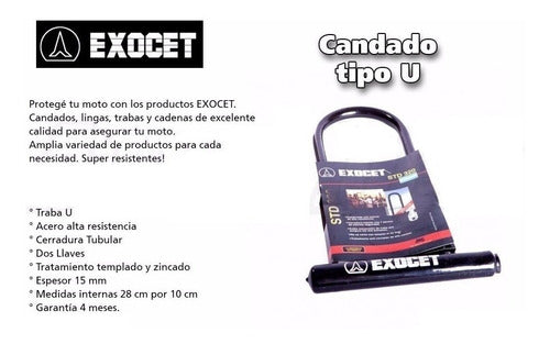 Exocet STD 320 U Lock for Motorcycle and Bike Security 1
