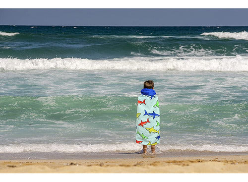 ~? Toalla De Playa De Baño Con Capucha Para Niños - Tiburón 1