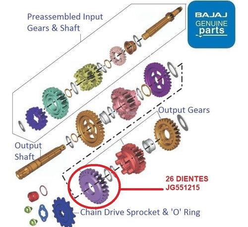 Bajaj Engranaje Caja 4 Cuarta Eje Piñon Original 200 Ns As 3