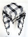 Black and White Checkered Scarf with Pompoms 1