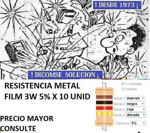 Royal Resistencia Metal Film 3W 5% 39 Ohm 10 Unid 0