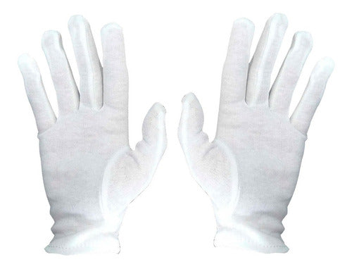 White Fabric Party Costume School Play Glove Pair 1