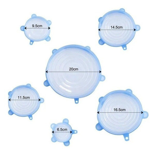 Set of 6 Silicone Lids for Fruits, Vegetables, and Jars 1