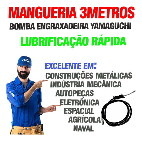 Mangueira 3 Metros Trama Aço P/ Engraxadeira Yamaguchi 2