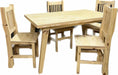 Vintage Pine Wood Dining Table 140x80 + 4 Hindu Chairs 0
