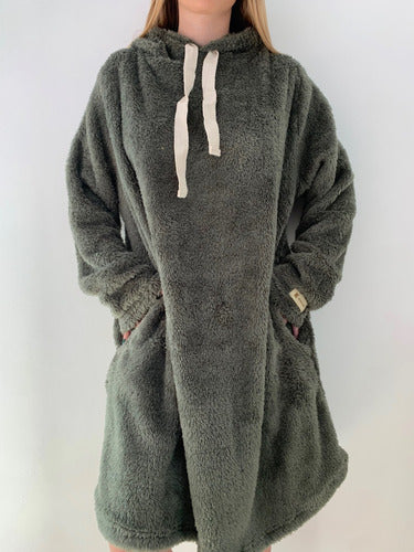 Maxi Teddy Sheepskin Double-Sided Plush Pajama Hoodie 74