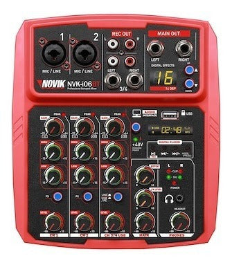 Consola Mixer Novik Nvk-i06bt 6 Canales Bluetooth Usb 0