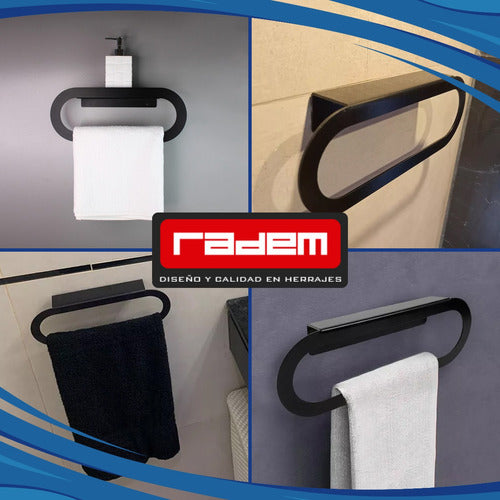 Radem Toallero Recto Baño 49 Cm Acero Inoxidable Negro Sanitario 5