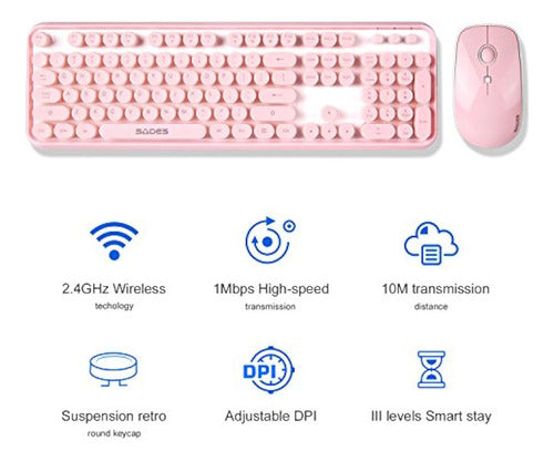 V2020 - Teclado Inalámbrico Rosa Con Teclas 2