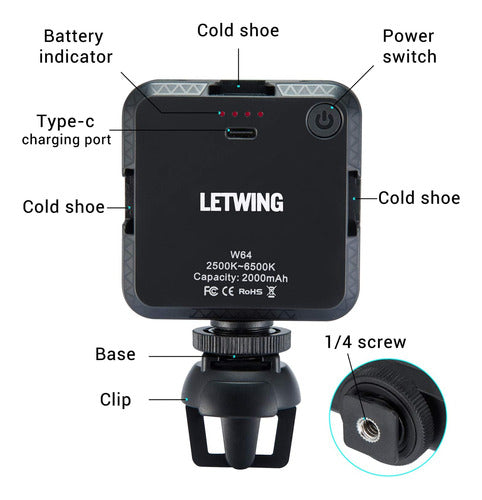 LETWING Luz Iluminacion Videos Streamers Trabajo Clip Agarre Laptop 1