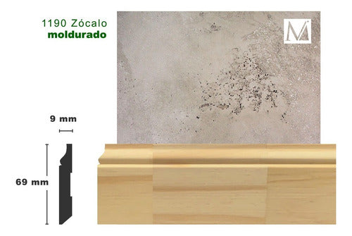 Maderart Zocalo Madera 9x69 Molduras Para Pisos Pack X 15mts 1