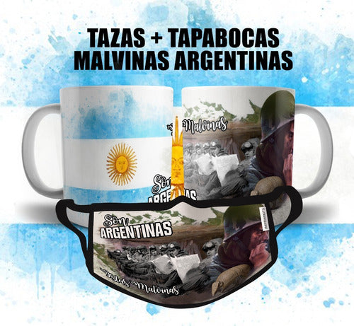 Combo Plantillas Sublimar Tazas Y Tapabocas Malvinas Diseños 4