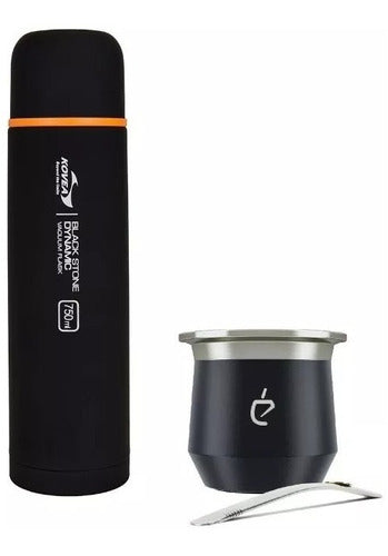 Large Thermal Stainless Steel Mate with 1L Kovea Thermos - Un Mate Grande Acero Térmico +  Termo Acero Inox Kovea 1 Lts