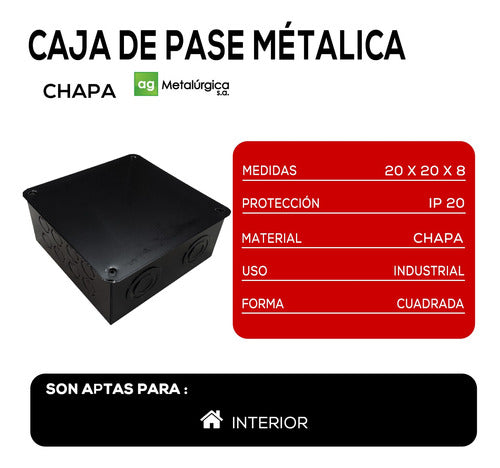 Metalurgia AG Caja De Pase O Derivación Chapa Hierro 20x20x8 3