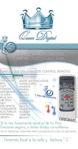 Queen Digital Air Conditioner Remote Control for WH-K9JE WC-E2BE R51K/B 1