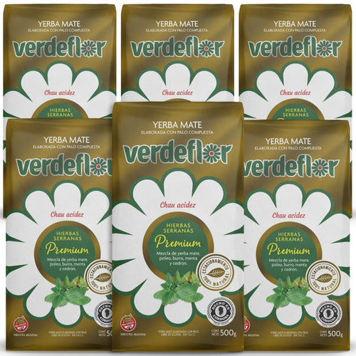 Verdeflor Premium Serranas Herbs Yerba Mate Pack X6 - 500g 0