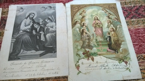 Lote Antiguas Tarjetas Religiosas Recuerdo 1ra Comunión 1916 2