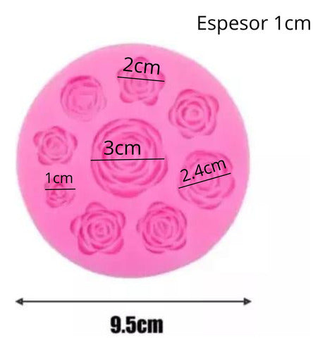 Doctor Glitter Silicone Mold - 9 Different Roses - Pink 1