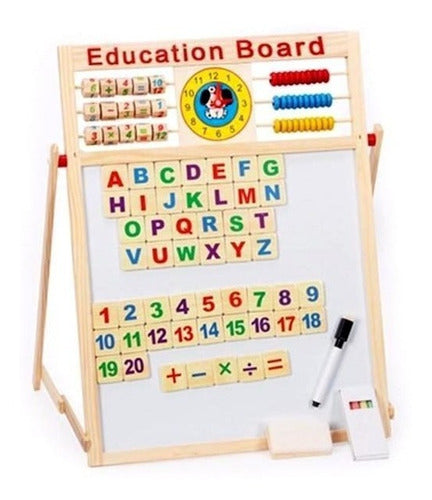 Wooden Double Educational Chalkboard Easel with Marker and Chalk 4