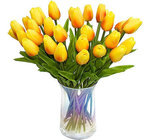 JOEJISN 30pcs Real Touch Artificial Tulip Flowers 0