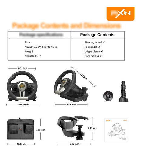 PXN V3II PC Racing Wheel, Universal Driving Wheel for Gaming 6