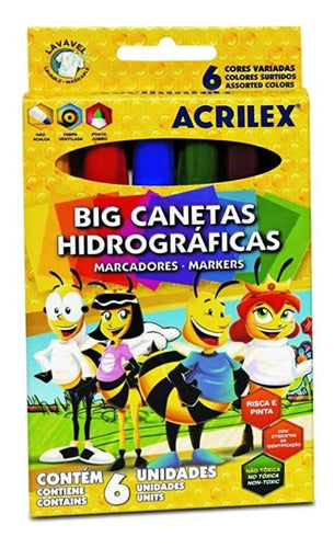 Big Canetas Hidrográficas Acrilex 6 Cores 0