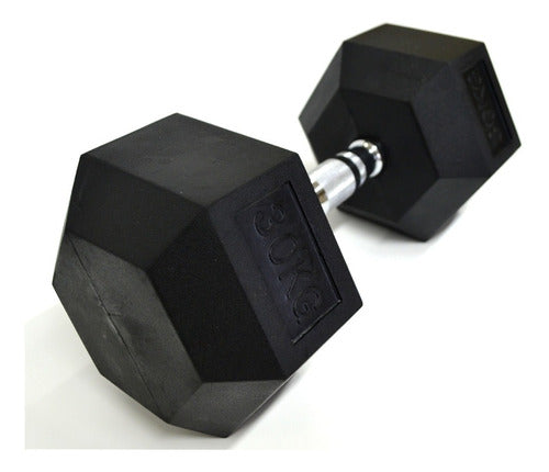Hexagonal Rubber-Coated 30 Kg Dumbbell Gmp Weights 0