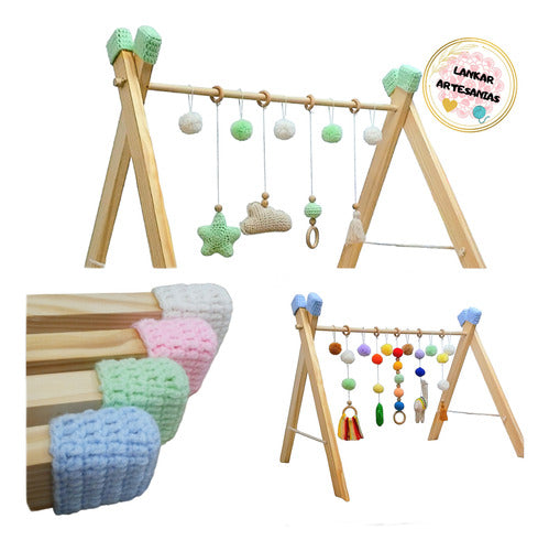 Handmade Montessori Baby Gym with Llama and Cactus Covers 6