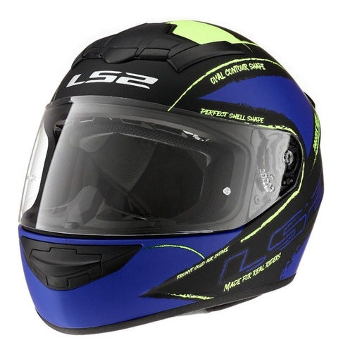 Casco Integral Ls2 352 Brush Matt Bla H-v Yell M Genamax 1