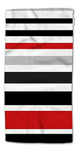 Hgod Designs Multicolor Striped Black Red Hand Towel 0