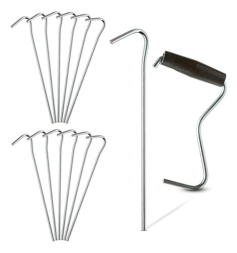 TARPATOP Galvanized 7 Tent Peg Set with 12 Anchor Stakes 0