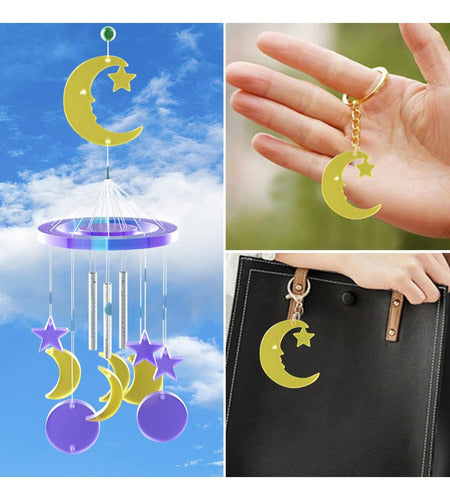 AIUARTESANAS Silicone Llamador Luna Y Sol Estrella Resin Keychain Mold 1