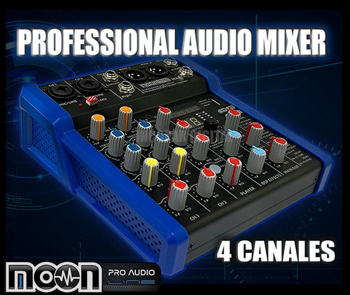 Moon MX4 Mixer Console with 4 Channels and Bluetooth - 99 Effects 1